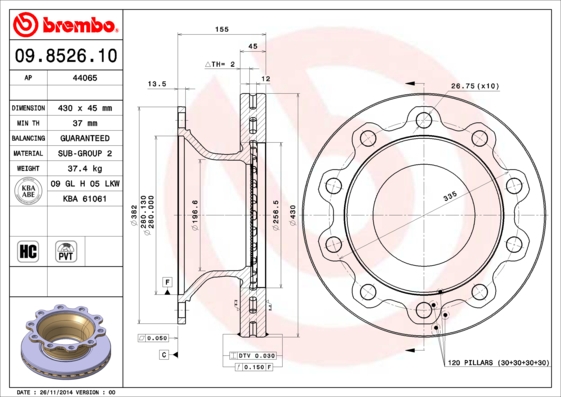 FREN DİSKİ SMB AXLE 22.5