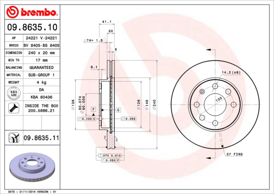 ÖN FREN AYNASI CORSA C 1.0-1.2 16V 01 11 ABS Lİ 240X20X4DLXHAVALI