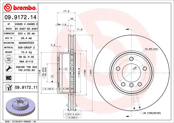 FREN DISKI BMW 5 SERI E60 ON 2002-2010 OTOM. KAPLAMALI