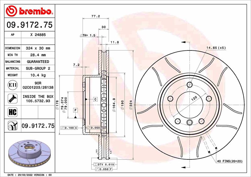 FREN DİSKİ BMW BRILLIANCE 5 SERIES E60 07/03-12/10-BMW 5 E60 12/01-03/10-BMW 5 TOURİNG E61 0