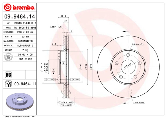 ARKA FREN DISK AYNASI YENI CONNECT CHC 1.6 /1.5 TDCI 15 C-MAX 12 KUGA II 13 20 GRAND C -MAX 11 63.5 MM YUKSEKLIK 50.8 MM 5 DELİK DIS CAP 279.8