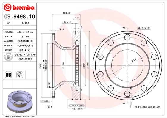 FREN DİSKİ RENAULT TRUCKS D 01/13- -RENAULT TRUCKS MIDLUM 01/00- -VOLVO FL II 05/06- -VOLVO FL III 0