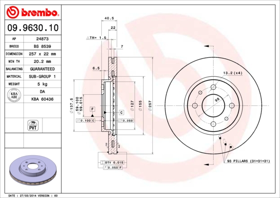 ÖN FREN AYNASI DOBLO-LINEA-FIORINO-BIPPER-NEMO-LINEA-500-BRAVO-MITO-IDEA 15JNT 257.5X22X4DLXHAVALI