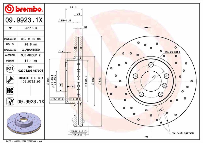 FREN DISKI ON 332MM BMW E70 F15 E71 F16 DELİKLİ