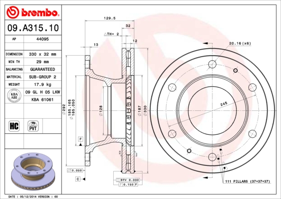 FREN DİSKİ IVECO EUROCARGO I-III 01/91-09/15-IVECO EUROCARGO IV 05/13- -IVECO EUROCARGO V 09/15- -IV