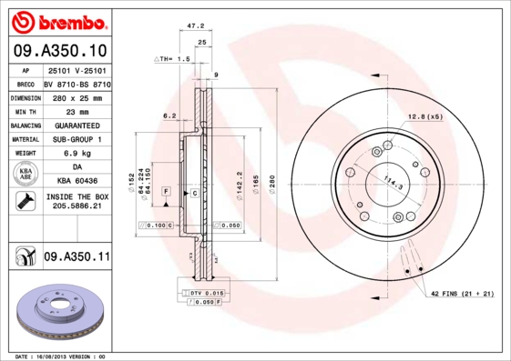 FREN DISKI ON HAVALI 280-5 - HONDA ACCORD 2003 2008 2.4-2.2 CTDI