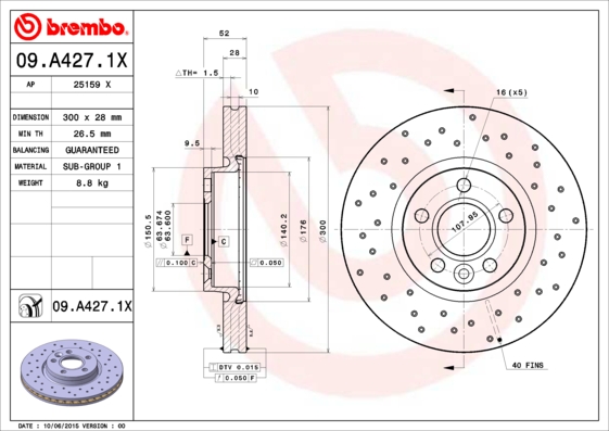 FREN DISKI HAVALI ON 300MM XTRA LINE - XTRA FORD MONDEO 07- VOLVO S60-S80-V60-V70-XC70