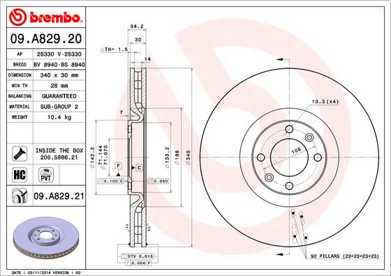 FREN DISKI ON HAVALI 340 MM CITROEN DS4 DS51.6HDI 11- /PEUGEOT 308 1.6 10-