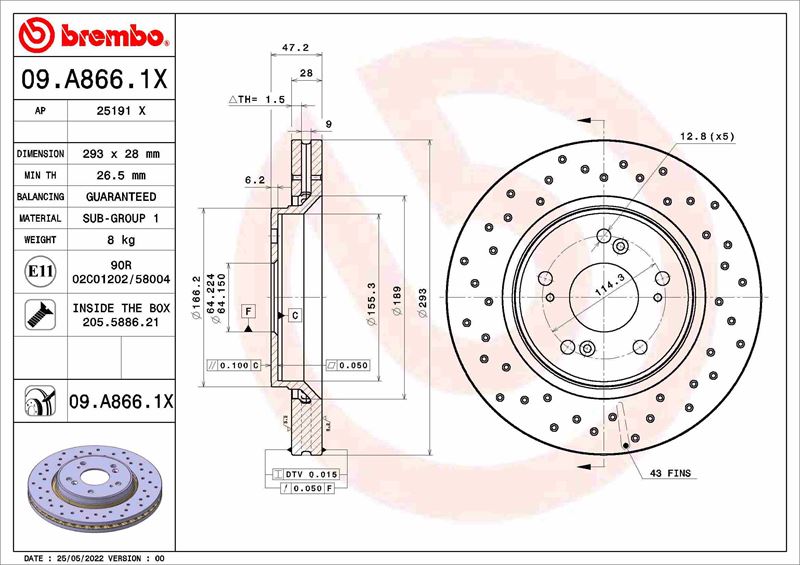 FREN DİSKİ HONDA DONGFENG CR-V RE 03/07- -HONDA DONGFENG CR-V RM 02/12- -HONDA CR-V III RE