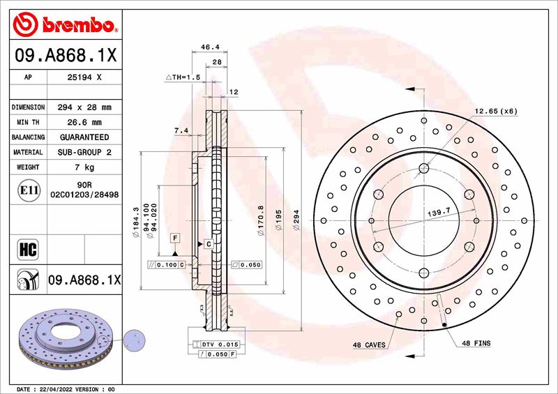 FREN DİSKİ FIAT FULLBACK PİCKUP 502. 503 01/16- -MITSUBISHI GAC PAJERO SPORT 08/13- -MITSUBISHI