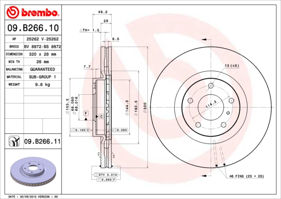 FREN DISKI ON HAVALI- 320-5 -UV COATED INFINTI M35 06 12 3.5/M45 06 12 4.5