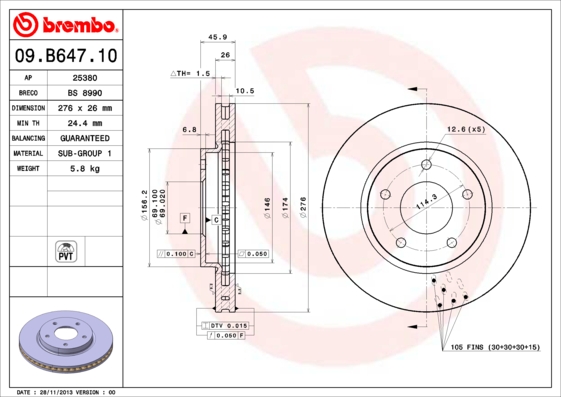 FREN DISK ON HAVA KANALLI 276-5 MITSUBISHI:LANCER 08 12 1.5-1.6-1.8