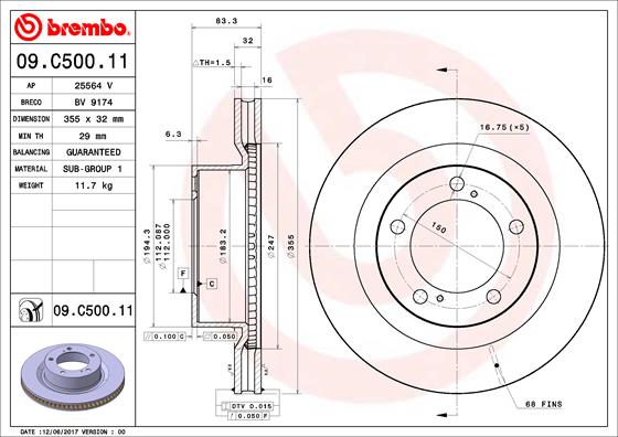FREN DISKI ON HAVALI 354-5 UV COATED TOYOTA LAND CRUISER 200 07-