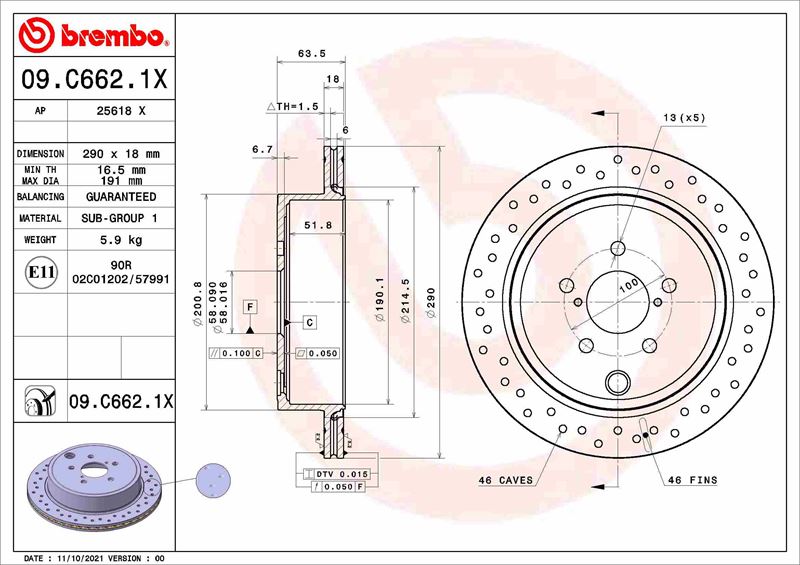 FREN DİSKİ SUBARU BRZ 06/12- -SUBARU LEGACY V BM 05/09- -SUBARU LEGACY V ESTATE BR 06/08-12/14-S