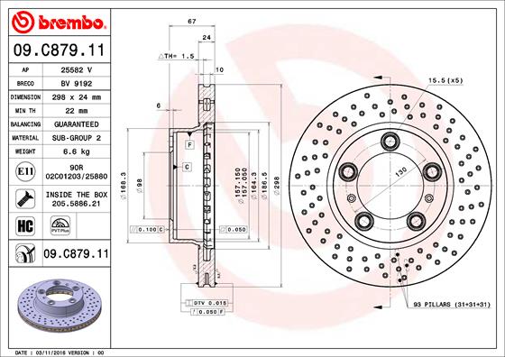 FREN DISKI ON UV COATED PORSCHE 986479674-DF6413S