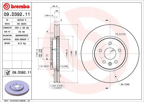 ÖN FREN AYNASI ASTRA K 15 16 İNÇ / 5 DELİK 300X26X5DL HAVALI