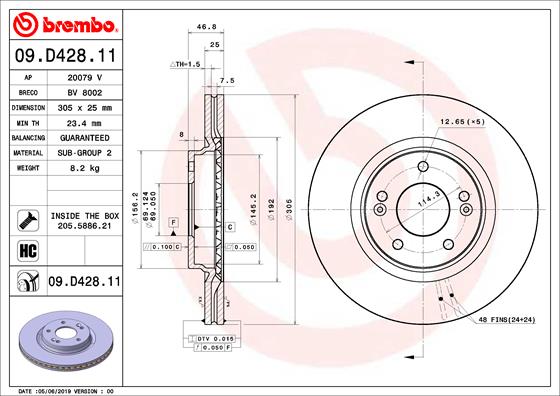 DISK FREN ON HAVA KANALLI 305-5 HYUNDAI TUCSON 2015 HYUNDAI TUCSON 2.0 CRDI 2015
