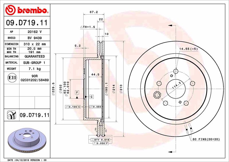 FREN DİSKİ LEXUS GS L1 08/11- -LEXUS RC C1 08/14-