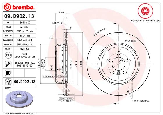 FREN DISKI BMW G-20/21/23/30/80 B46/48/57 ARKA SOL
