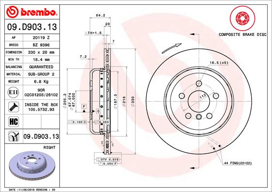FREN DISKI BMW G-20/21/23/30/80 B46/48/57 ARKA SAG