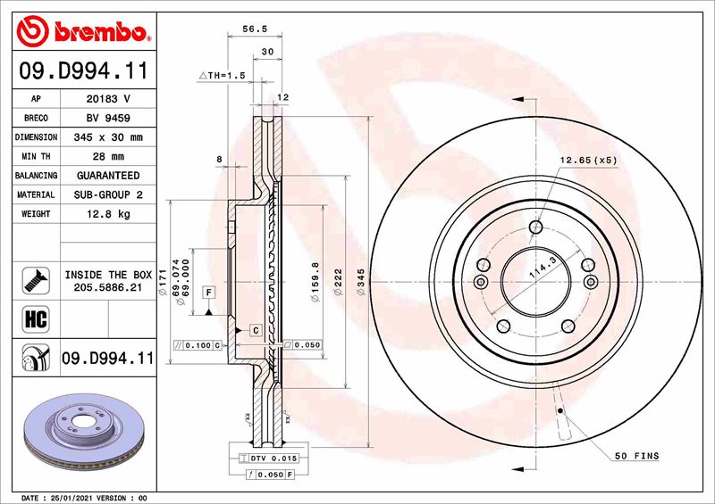 FREN DİSKİ GENESIS G70 IK 09/17- -GENESIS G70 SHOOTİNG BRAKE IK 06/21- -KIA STINGER CK 06/17-