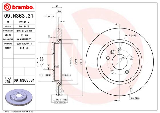 FREN DİSKİ BUICK SGM REGAL GS EG7 07/17- -BUICK SGM REGAL III EG7 07/17- -OPEL INSIGNIA B CO
