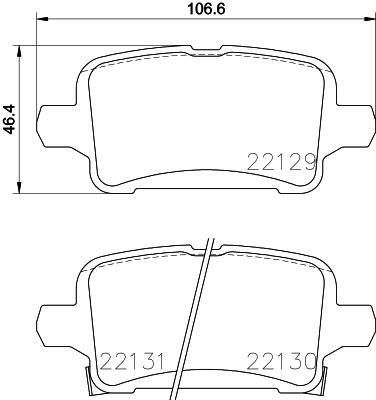 ARKA FREN BALATASI OPEL ASTRA K 1.0-1.4-1.4T-1.6T-1.6 CDTI 16 22 106.5X46.3X16.6