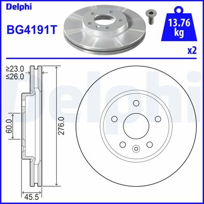 ÖN FREN AYNASI ASTRA J 10 CRUZE 09 AVEO 11 276X26X5DL 15 İNÇ HAVALI 95526655