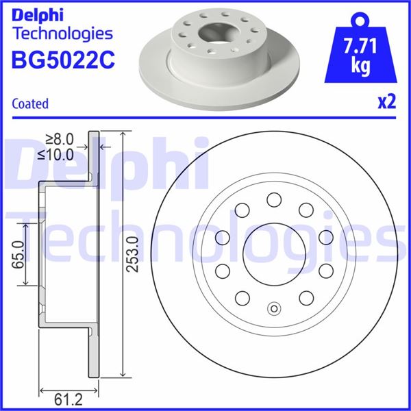 FREN DİSKİ ÇİFTLİ PAKET - BOYALI. DELİKSİZ ARKA SKODA OCTAVIA 11/2012