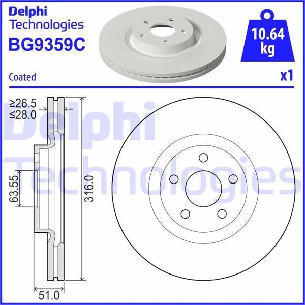 FREN DİSKİ TEKLİ PAKET - BOYALI. DELİKLİ ÖN FORD GALAXY. GALAXY VAN. S-MAX 07/2018