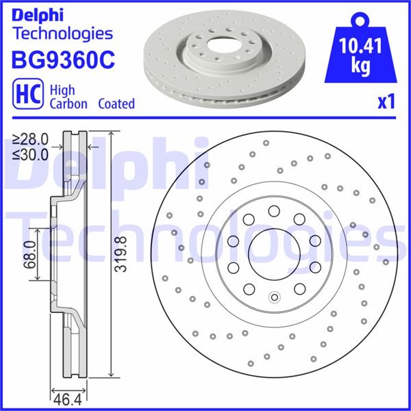 FREN DİSKİ TEKLİ PAKET - BOYALI. DELİKLİ ÖN AUDI // SEAT; A4 // EXEO 09/1999 12/2015