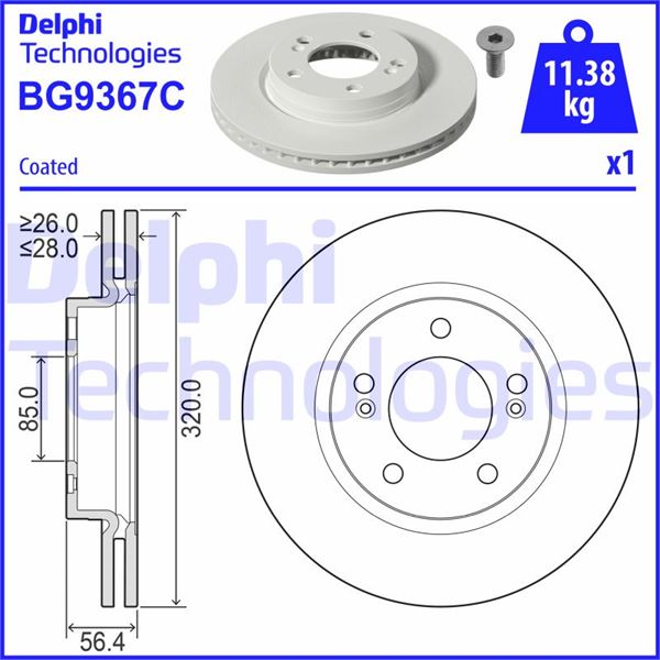 FREN DİSKİ TEKLİ PAKET - BOYALI. DELİKLİ ÖN SSANGYONG MUSSO QK . REXTON Y400 07/2017