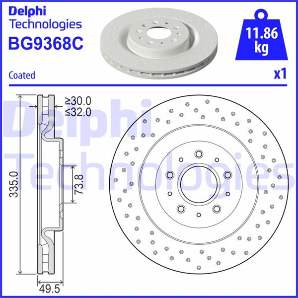 FREN DİSKİ TEKLİ PAKET - BOYALI. DELİKLİ ÖN JAGUAR XK8.XKR 08/2002-12/2006