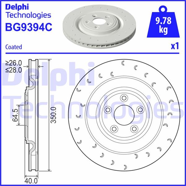 FREN DİSKİ TEKLİ PAKET - BOYALI. DELİKLİ ARKA JAGUAR XK SERİE 03/2006-07/2014