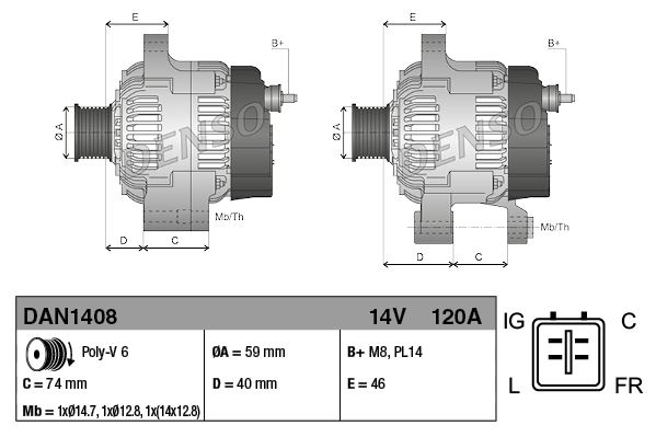 ALTERNATOR JAGUAR S-TYPE 99-08