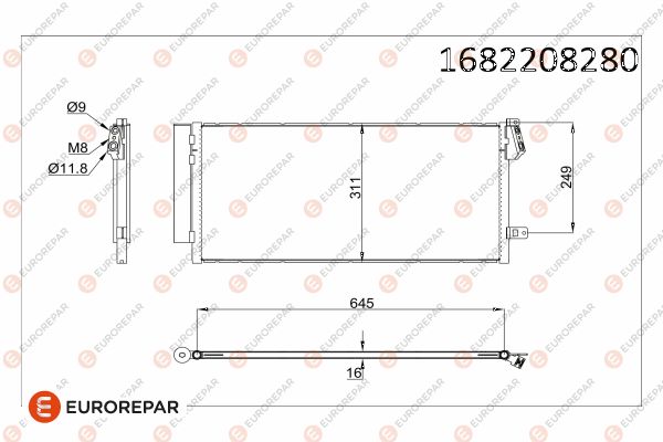 KLİMA KONDENSERİ COMBO 12 DOBLO 10 1.3 DMTJ-1.6 DMTJ-2.0 DMTJ 669X293X16