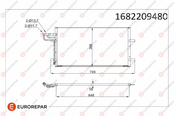 KLİMA RADYATORU KONDENSERİ FOCUS CMAX 03-07 1.6-1.8-2.0-1.6TDCI-1.8TDCI-2.0TDCI 628X371X16