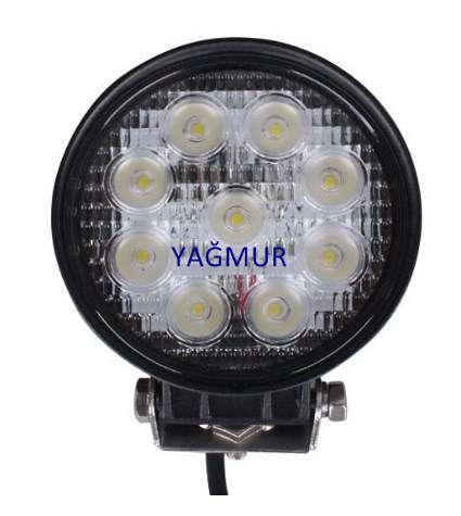 9 LED PROJEKTÖR ÇALIŞMA LAMBASI YUVARLAK 27W.