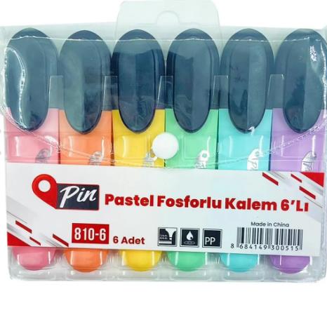 PİN FOSFORLU KALEM 810 6 RENK PASTEL