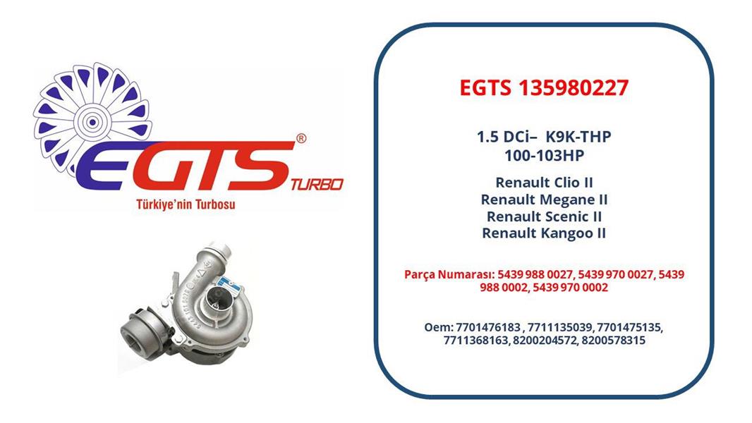 TURBO KOMPLE CLIO II 1.5 DCI 01/04 -MGN II 1.5 DCI 02/04 -SCENIC II 1.5 DCI 04/04 101 BG