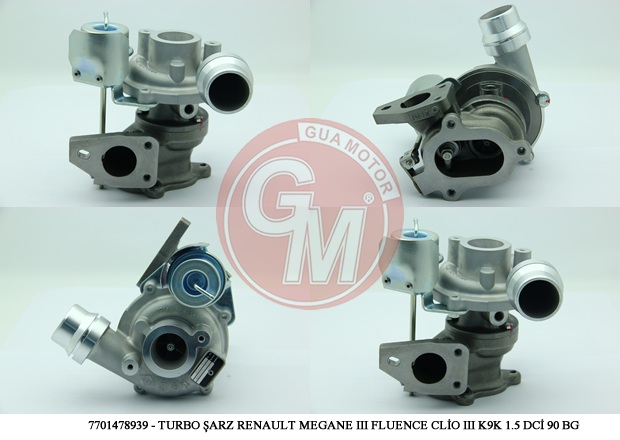 TURBO ŞARJ RENAULT CLIO III 05 CLIO IV 12 FLUENCE 09 KANGOO 05 MEGANE III 09 SYMBOL III 13 SANDERO II 12 LOGAN MCV 10 DUSTER 10 1.5DCİ K9K 75/90PS