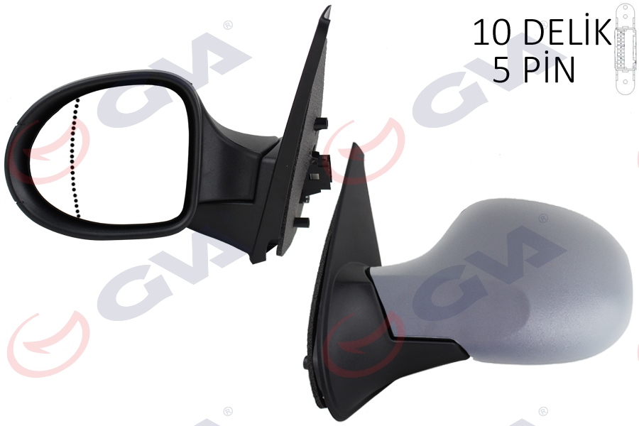 DIŞ DİKİZ AYNASI SOL SYMBOL THALIA 08 ELEKTRİKLİ ISITMALI ASTARLI ASFERİK 5 FİŞ VM-6124EHPAL