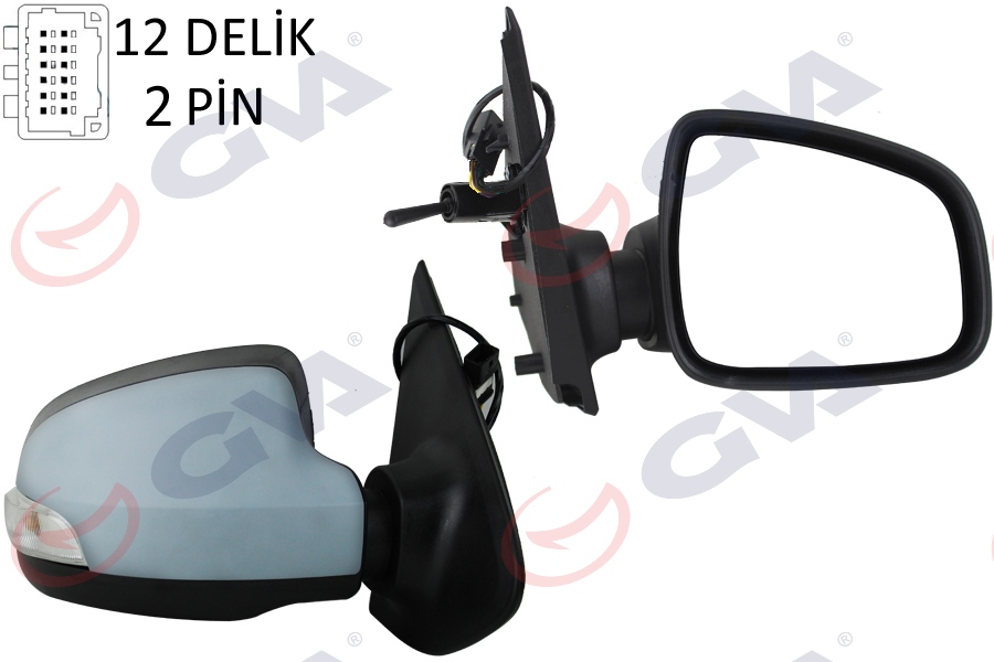 DIŞ DİKİZ AYNASI SAĞ SYMBOL-SANDERO 13 1 MEKANİK SİNYALLİ ASTARLI KONVEKS 2 FİŞ VM-6129PR