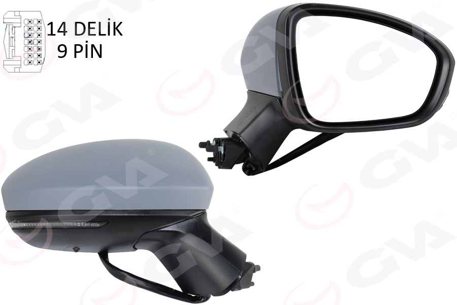 DIŞ DİKİZ AYNASI SAĞ ELEKTRİKLİ ISITMALI SİNYALLİ SENSÖRLÜ ASTARLI KONVEKS CLIO V 19- 12H9P