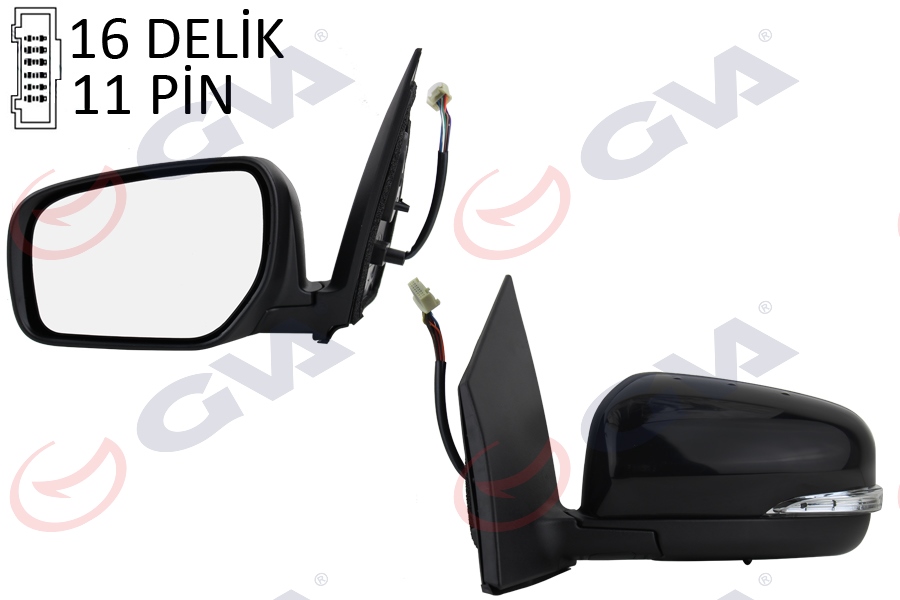 DIŞ DİKİZ AYNASI SOL KALEOS 10 ELEKTRİKLİ ISITMALI SİNYALLİ KATLANIR SENSÖRLÜ SİYAH KAPAK KONVEKS 11 FİŞ