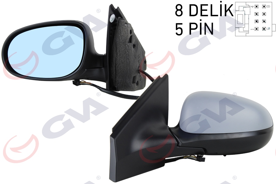 DIŞ DİKİZ AYNASI SOL BRAVO 07-14 ELEKTRİKLİ ISITMALI MAVİ CAM KONVEKS ASTARLI VM-6160EHL