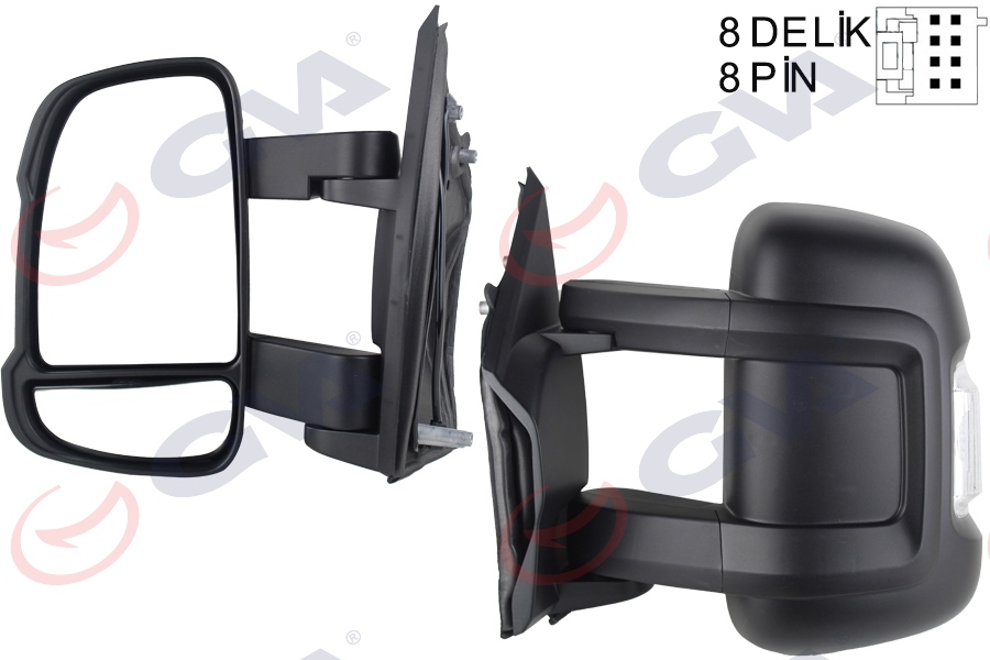 DIŞ DİKİZ AYNASI SOL DUCATO-BOXER-JUMPER 06 ELEKTRİKLİ ISITMALI SİNYALLİ ORTA UZUN KOL KONVEKS 8 FİŞ VM-6202EHL