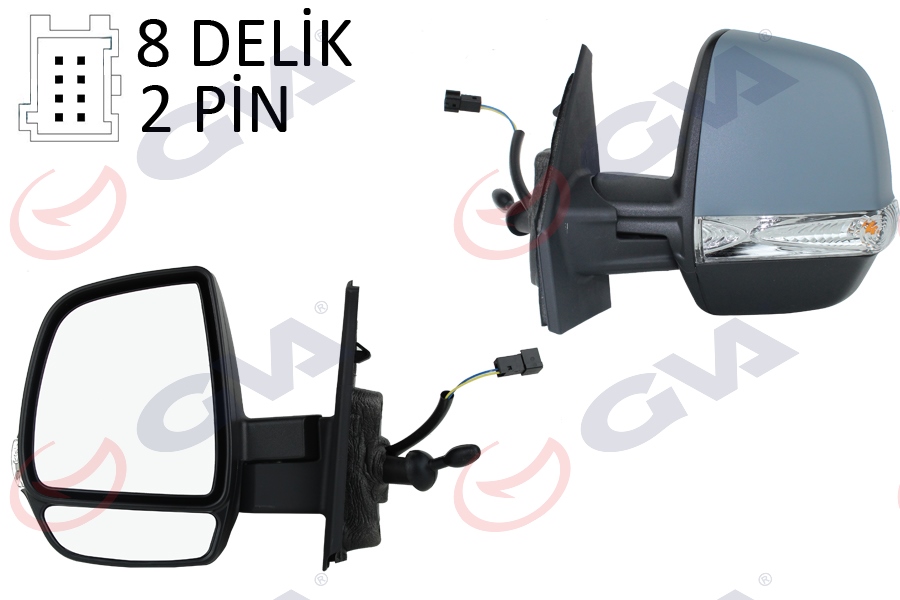 DIŞ DİKİZ AYNASI SOL DOBLO 11 OPEL COMBO 12 18 MEKANİK SİNYALLİ ASTARLI ÇİFT CAM KONVEKS VM-669PL