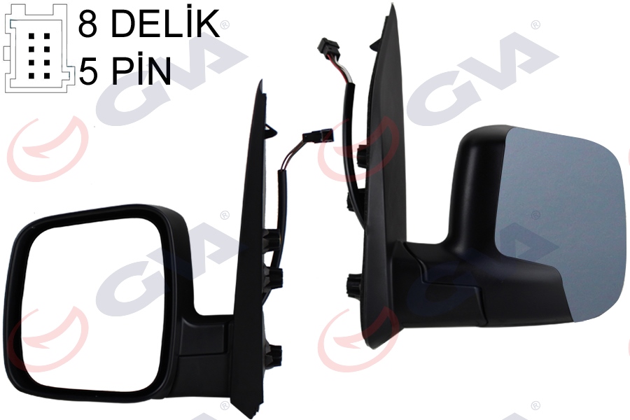 DIŞ DİKİZ AYNASI SOL FIORINO-BIPPER-NEMO 07 ELEKTRİKLİ ISITMALI ASTARLI KONVEKS 5 FİŞ VM-6115EHPL