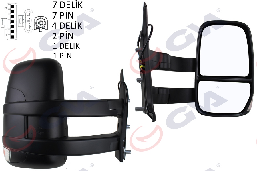 DIŞ DİKİZ AYNASI SAĞ DAILY 06 ELEKTRİKLİ ISITMALI UZUN KOL SİNYALLİ KONVEKS VM-6951EHR